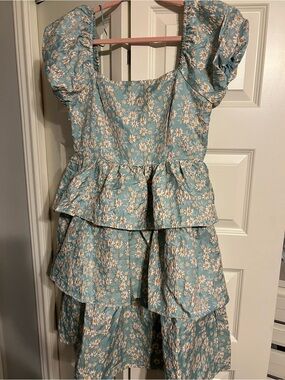 Lovelo floral jacquard tiered midi dress